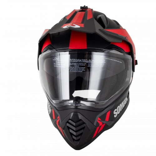 Мотошлем SOMAN M10, matte black red thunder