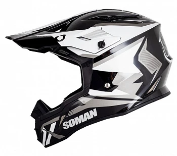 Мотошлем SOMAN M11, black white thunder