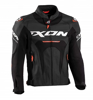 Мотокуртка кожаная IXON JACKAL JKT BLACK/WHITE/RED
